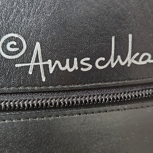 Anuschka Black Leather Leopard Floral Print Hand Painted Bag Satchel Artwork - Picture 9 of 13